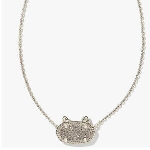 Kendra Scott Silver Elisa Cat Pendant Rhodium Platinum Drusy